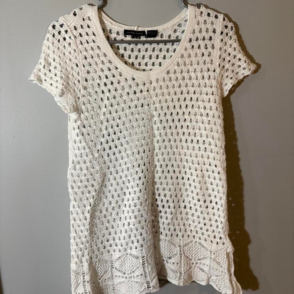Jeanne Pierre White crochet cotton top